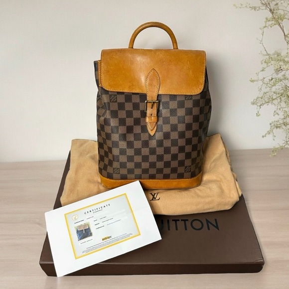 Authentic Louis Vuitton Damier Ebene Arlequin Centenaire Leather Soho Backpack - Picture 1 of 15
